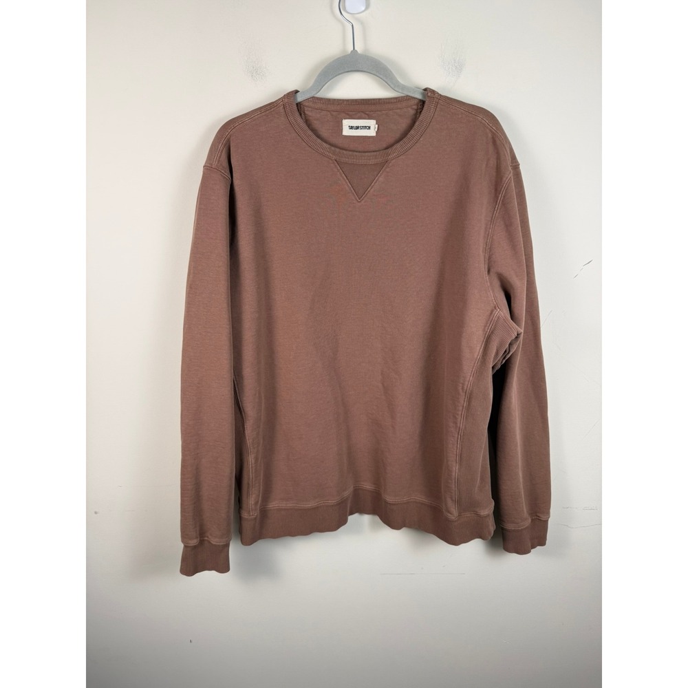 Taylor Stitch Mens Organic Cotton Hemp Crewneck Sweatshirt Brown Rose Size 44 XL